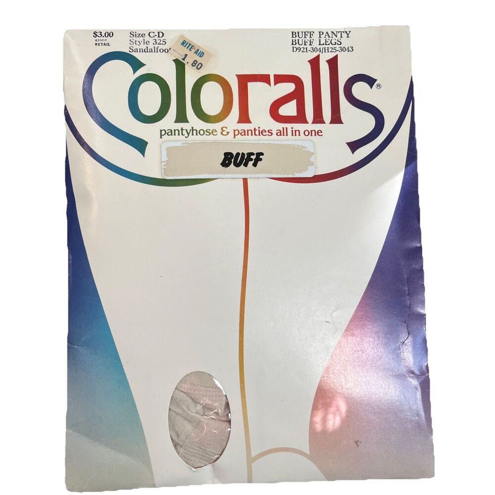 Coloralls Pantyhose Buff Size C-D Style 325 Sandalfoot New Vintage